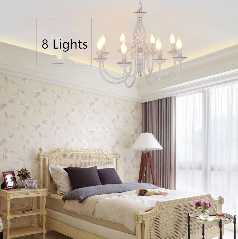 Винтажная люстра из кованого железа E14 светильник в виде свечи металлический