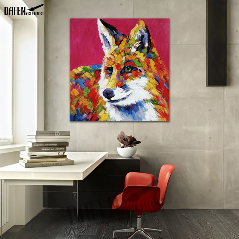 Картина масляная Happy Wolf 100% ручной работы с животными смешная картина из