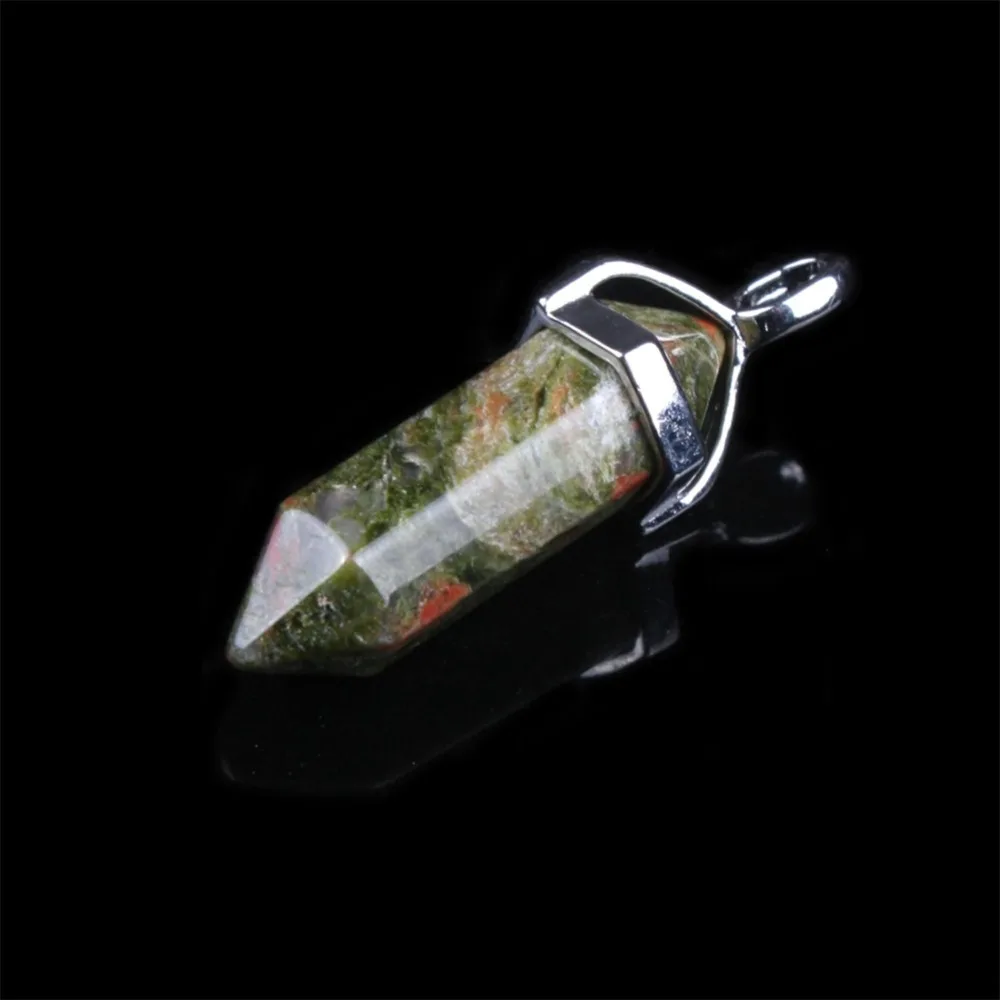 Шестиугольная колонна натуральный кристалл камень Подвески кулон опал унакит