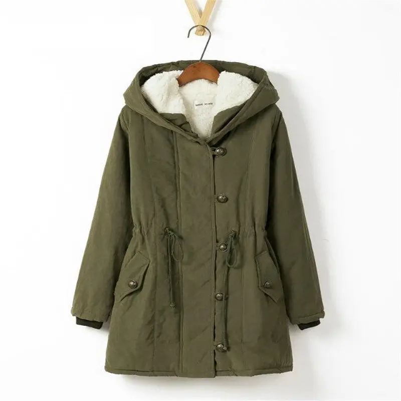army green Горячая Распродажа, зимнее пальто размера плюс, женская зимняя куртка с хлопковой подкладкой, женское длинное кашемировое пальто, зимняя куртка, s парка, 4XL, C1612 - Цвет: army green