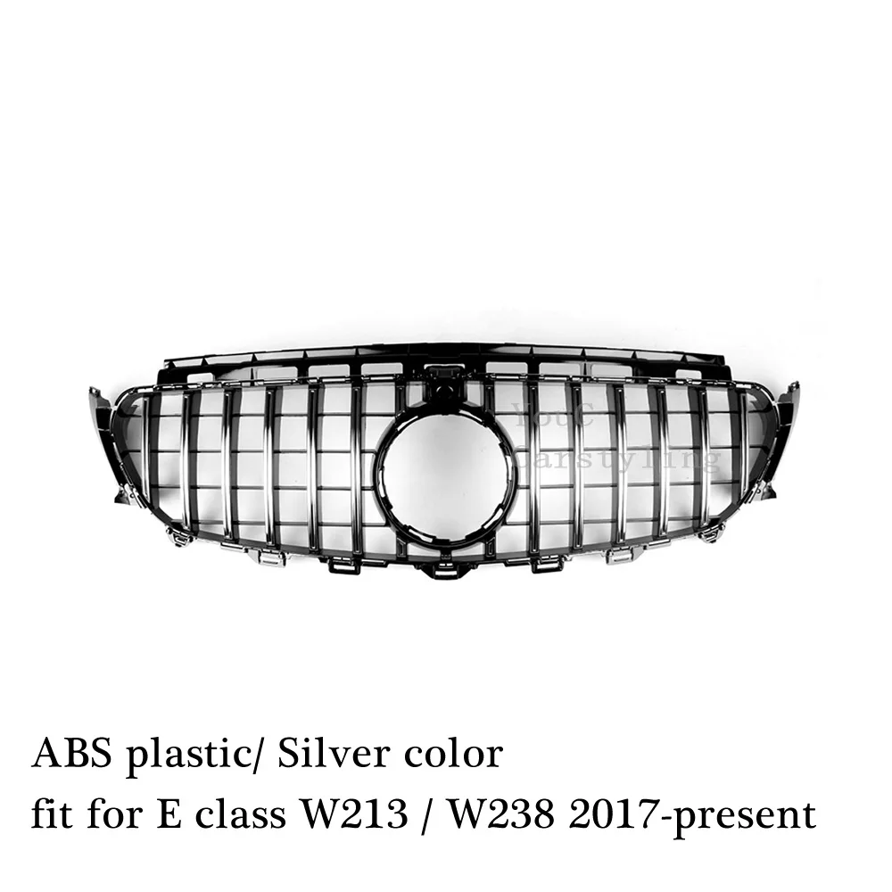 Передняя решетка подходит для Mercedes W117 A W176 W177 C class W204 W205 E W207 W212 W213 GLC X253 GT стиль решетка GTR стайлинга автомобилей - Цвет: W213 Silver