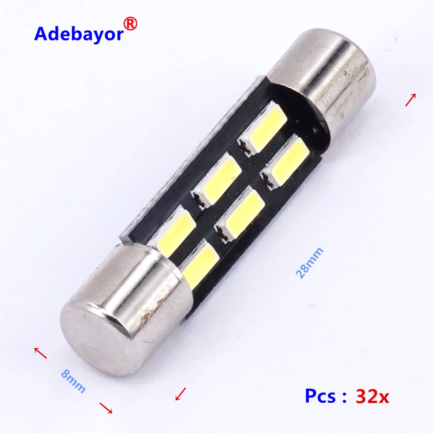 50X T6.3 28 мм 4014 6SMD ксеноновая белая C5W Festoon лампа светодиодный автомобильный