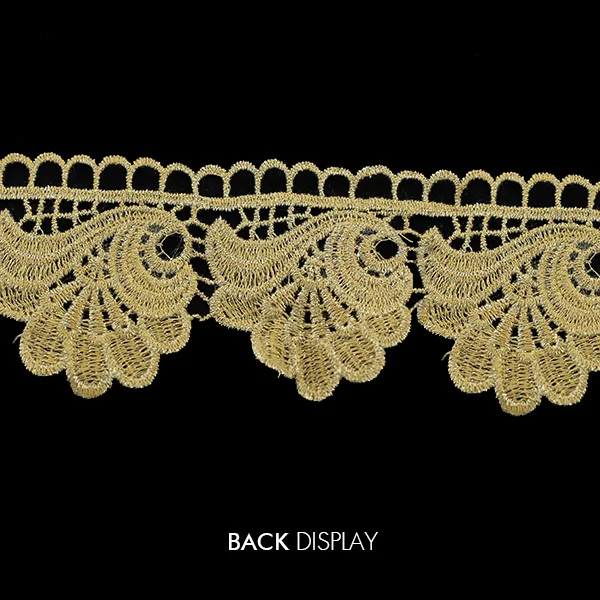 Вышитая золотая металлическая Цветочная кружевная лента для скрапбукинга мотив