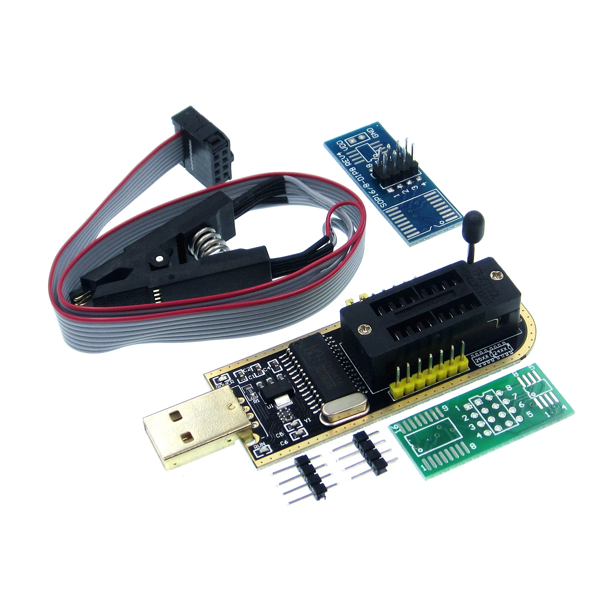 Тестовый зажим CH341A Series EEPROM Flash BIOS USB SOP8 для программирования + 2 адаптера 1 8 в