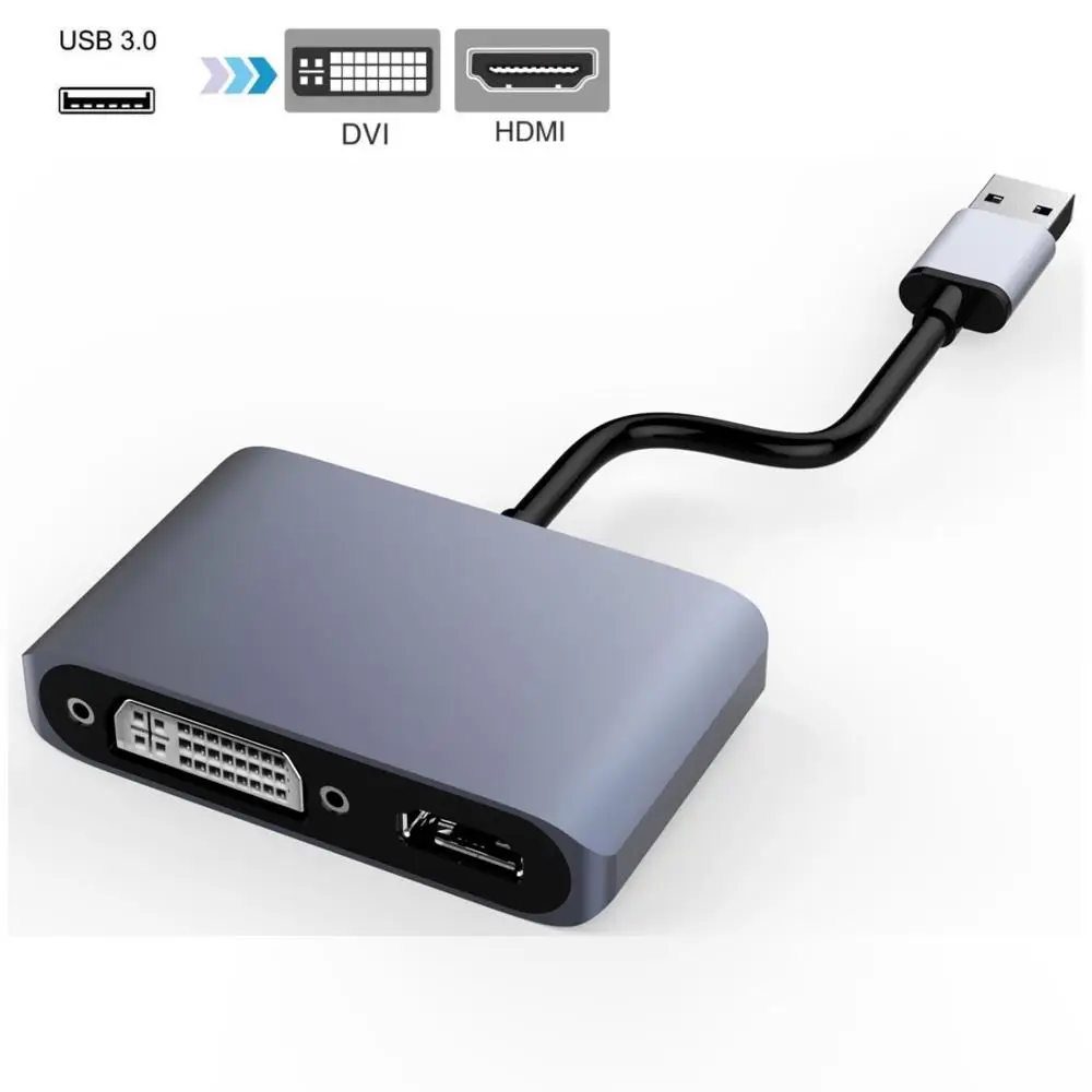 Переходник USB3.0/HDMI DVI HD 1080P Video Графический конвертер только для Windows 7/8/10 поддержка