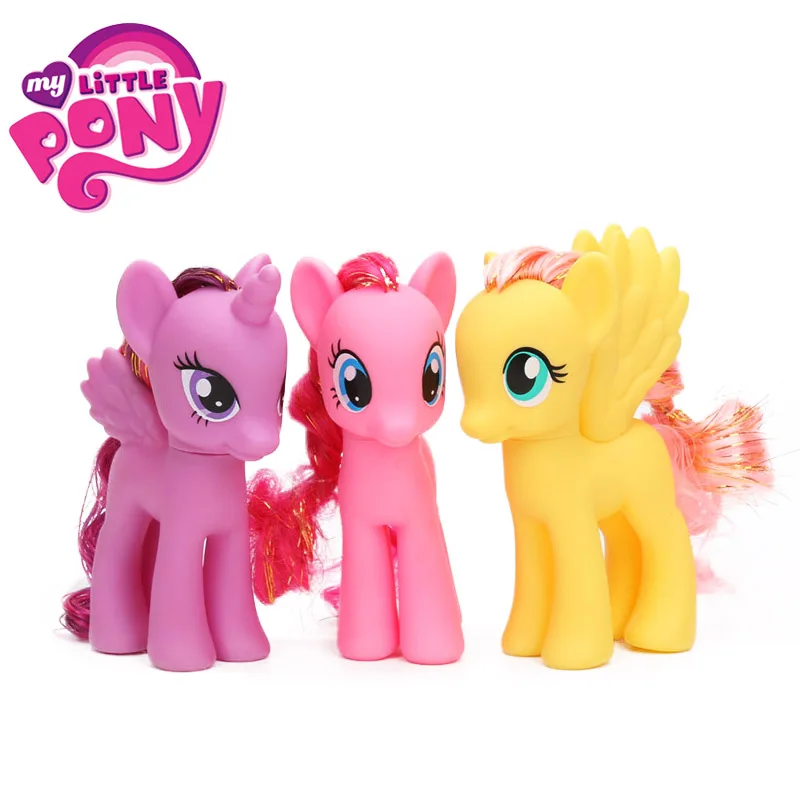 Набор из 3-х игрушки My Little Pony 15 см милашка мой маленький пони возраст серии «Applejack Rainbow с Сумеречной искоркой фигурка Коллекционная модель куклы