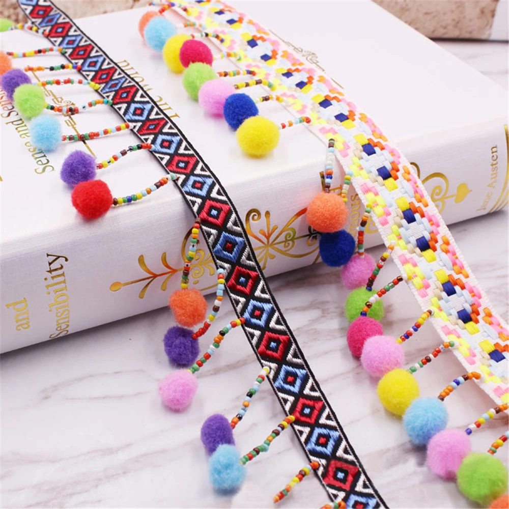 1 метр радужная кружевная лента Швейные аксессуары помпон с помпоном кисточкой
