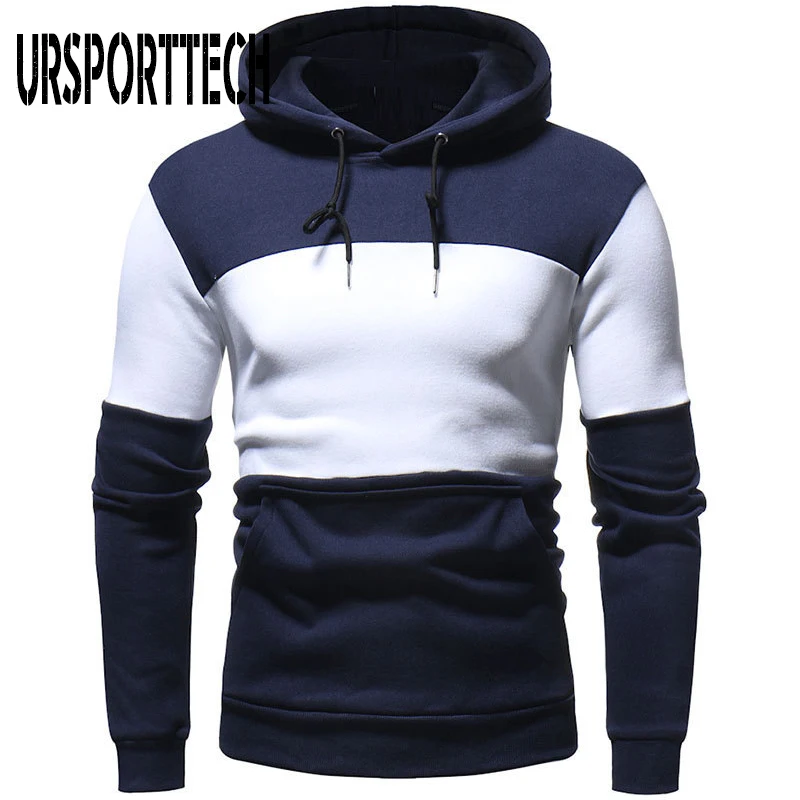 Brand Cool Sweatshirt Men Casual Patchwork Long Sleeve Pullover Contrast Hoodies High Quality Streetwear | Мужская одежда
