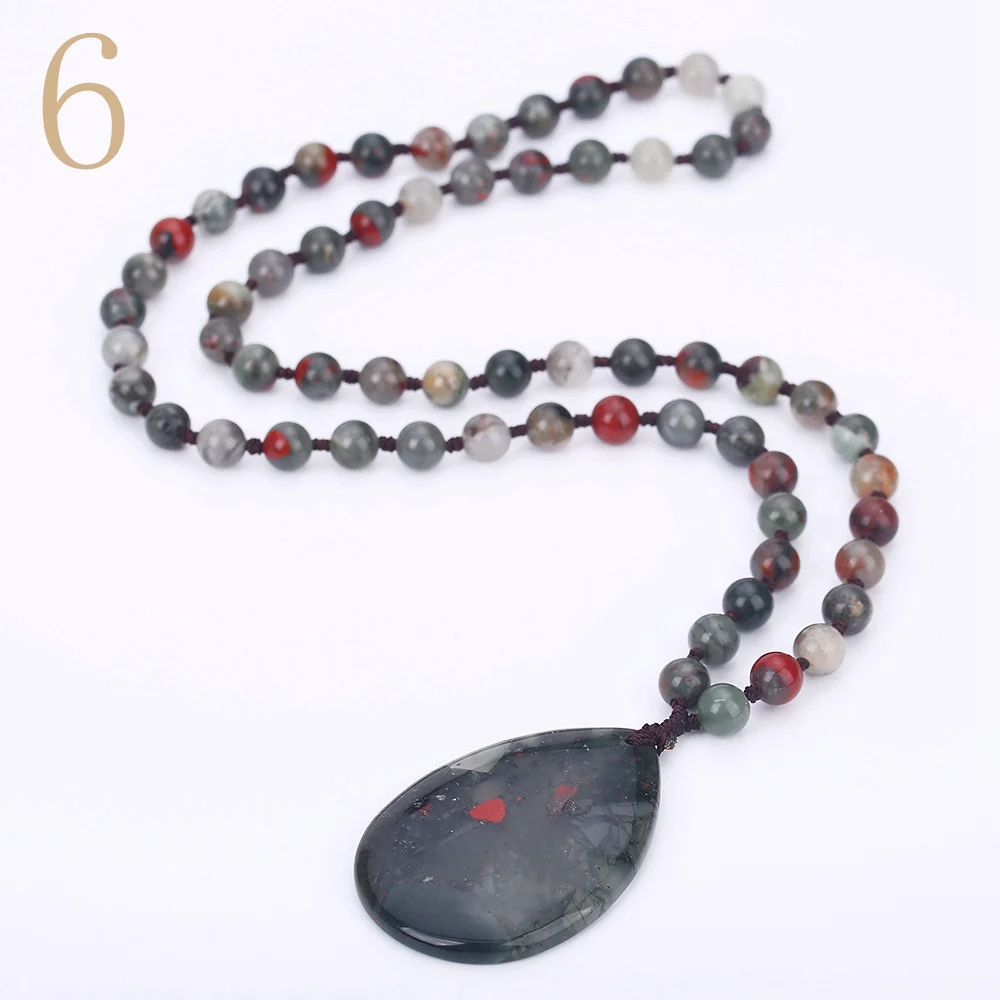 Aquatic Agate Yumten розовый кварц кулон ожерелье для женщин длинный свитер цепи капли воды Pendentif Femme ювелирные изделия драгоценный камень бисером аксессуары - Цвет камня: Aquatic Agate