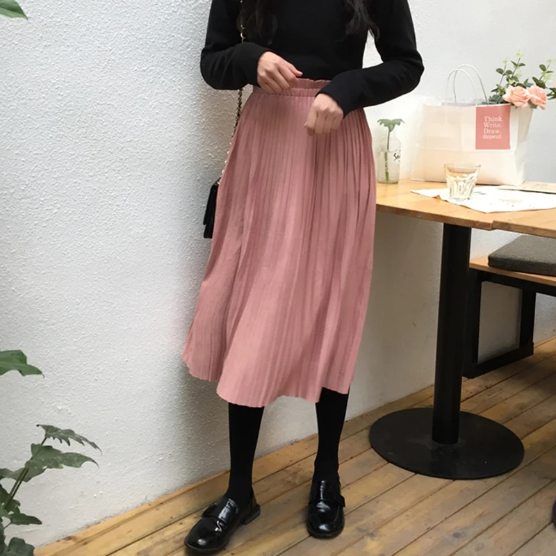 Faldas mujer moda 2019 Весна Осень harajuku школьная длинная юбка элегантная женская с высокой