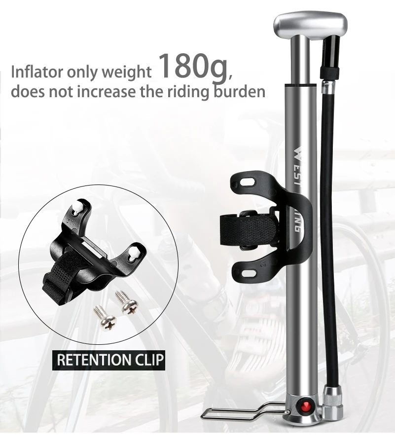 WEST BIKING портативный велосипедный напольный насос 160PSI высокого давления алюминиевый сплав баскетбольный воздушный насос Schrader Presta велосипедный насос для шин
