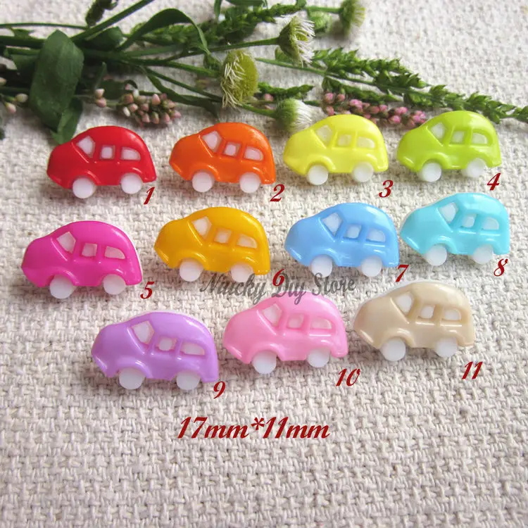120 шт./лот маленькие автомобильные пуговицы разноцветные Мультяшные аксессуары