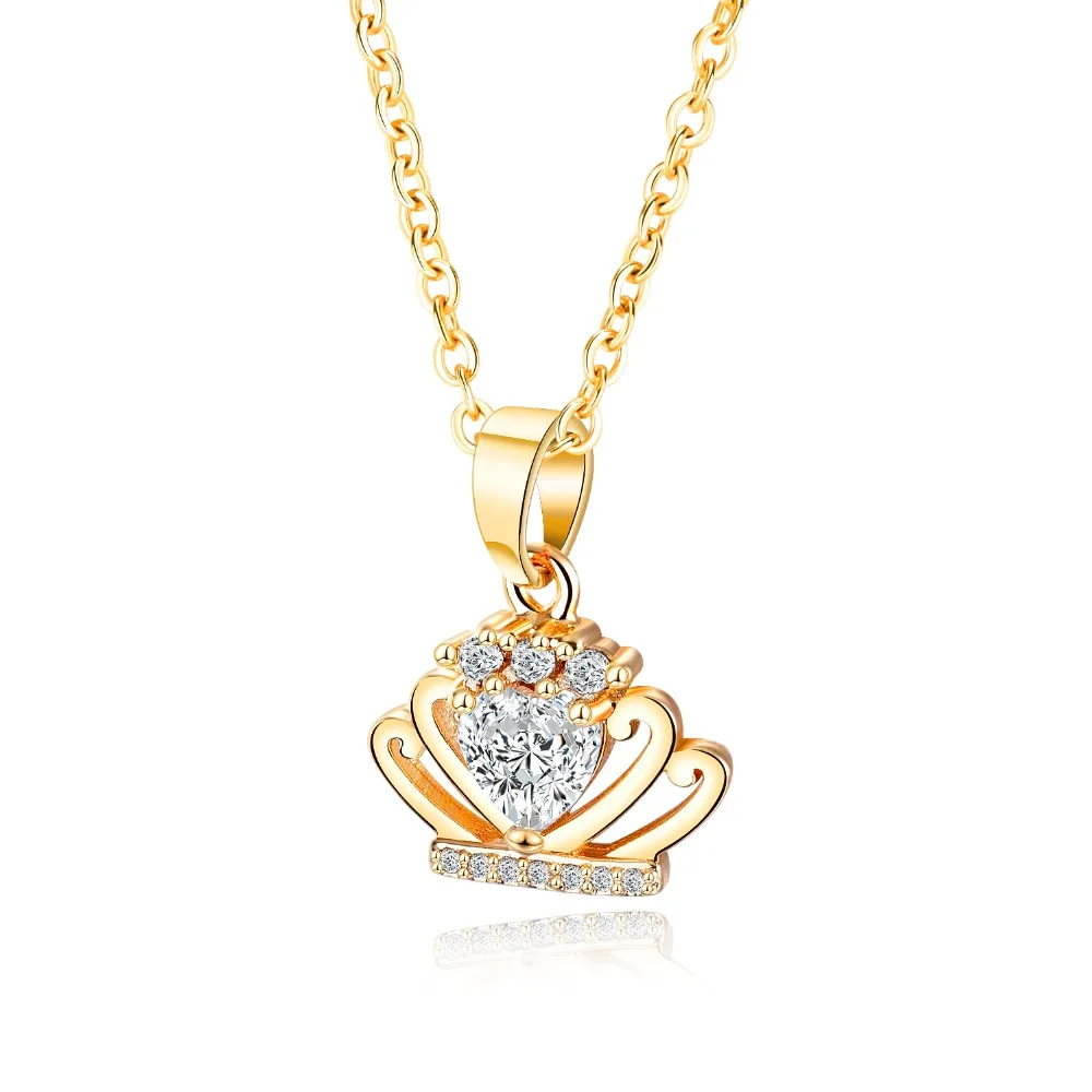 Simple ins item fashion rhinestone crown necklace female Korean student pendant 3-KX708 | Украшения и аксессуары