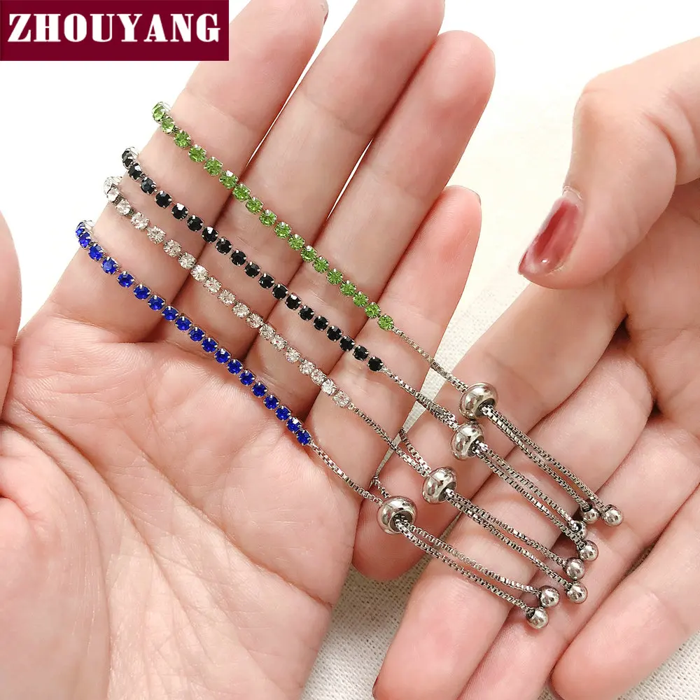 Браслет ZHOUYANG для женщин роскошный стиль 4 цвета когти мозаика кубический