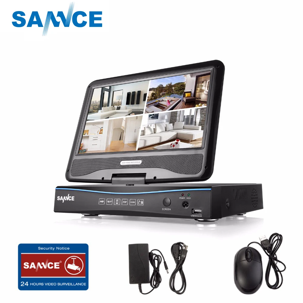 SANNCE 720P HD 10 1 &quotLCD монитор видео мониторинг с 1080N 4CH DVR NVR HVR 5in1 сетевая CCTV система