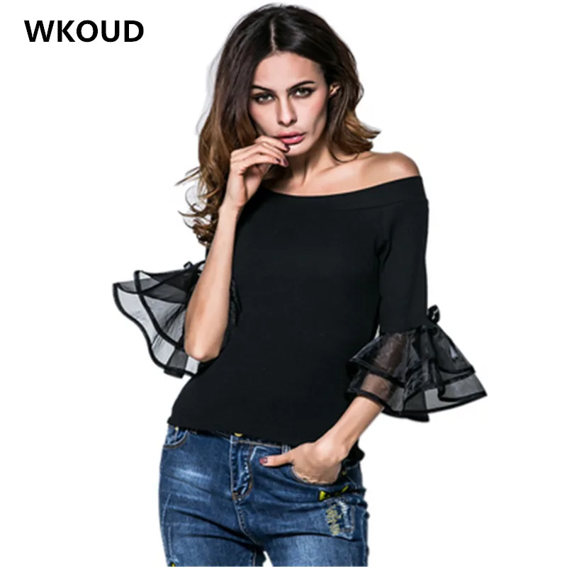 WKOUD/женские сетчатые лоскутные Футболки с бантом модная футболка открытыми