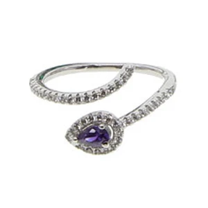 Silver Purple 0-4 ZHOUYANG кольца для женщин, уникальная змеиная форма, много цветов, капля воды, циркон, 2 цвета, регулируемое Открытое кольцо, модное ювелирное изделие KAR380 - Цвет основного камня: Silver Purple 0-4