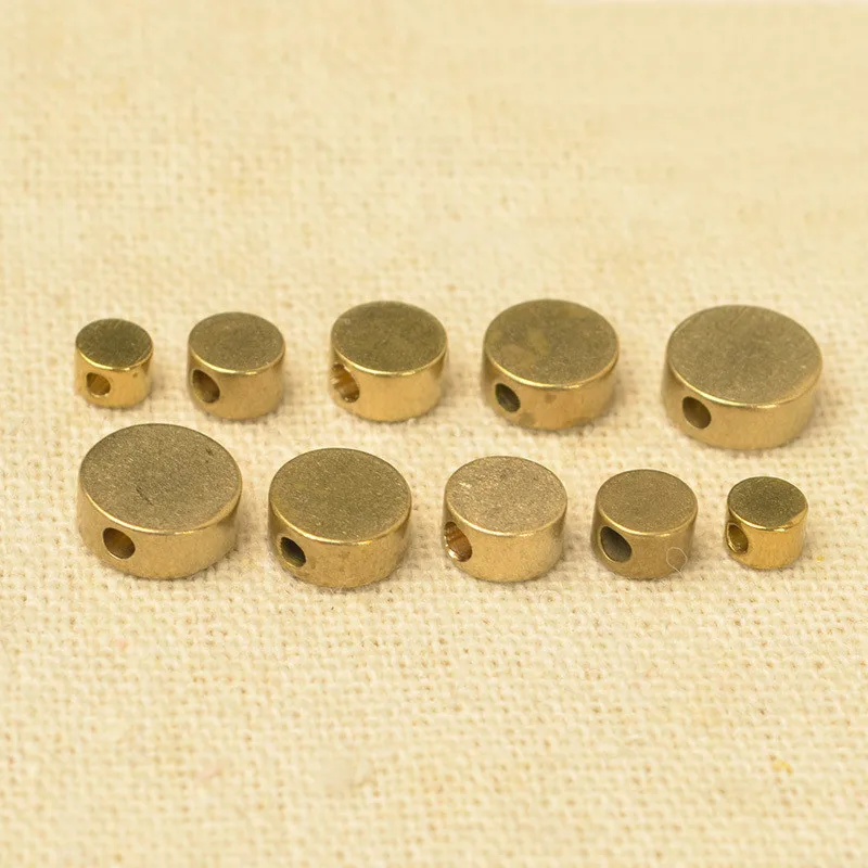 

100 PCS 4mm 5mm 6mm 7mm 8mm 10mm Metal Raw Brass Round Spacer Beads DIY Flat Beads For Jewelry Making