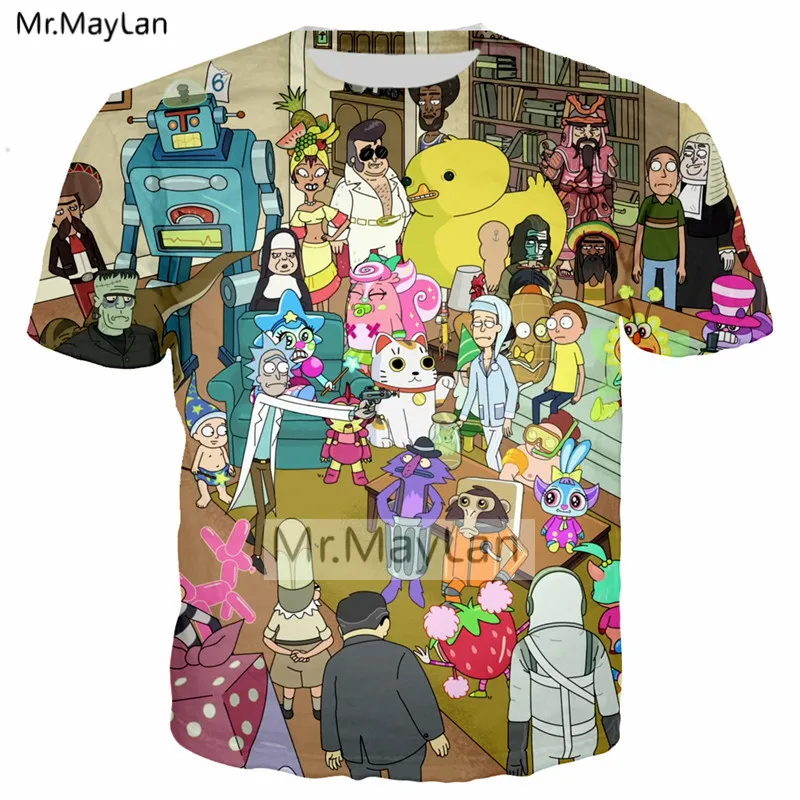 Харадзюку закат Рик и Морти мультфильм 3D печать футболка для мужчин/wo Мужская Уличная Хип-Хоп футболка Топы Одежда camiseta
