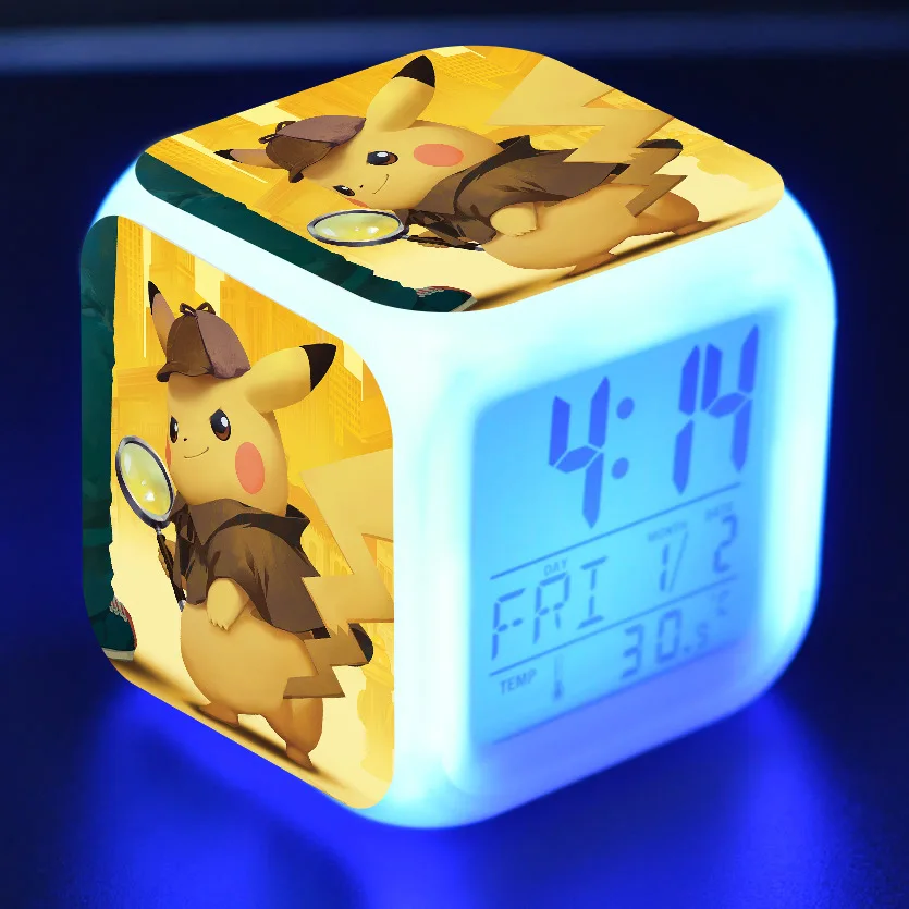15 Цифровой Детский будильник Led reloj despertador мультфильм детектива Пикачу игрушки красочные светящиеся wekker настольные часы wake up светильник - Цвет: 15