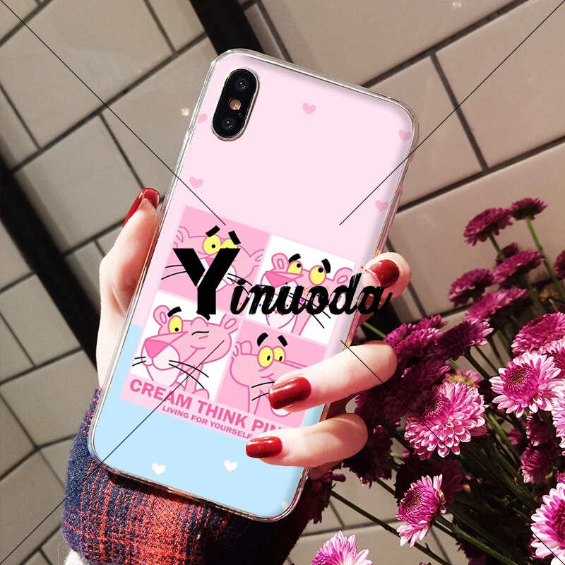 Yinuoda Розовая пантера прозрачный мягкий чехол для телефона Apple iPhone 8 7 6 6S Plus X XS MAX 5 5S