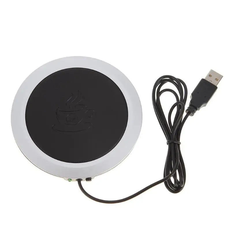 Искусственная кожа PU термостойкая электрическая изоляция Coaster USB теплая чашка коврик нагревательное устройство кофе чай подогреватель чашки коврик f - Цвет: Черный