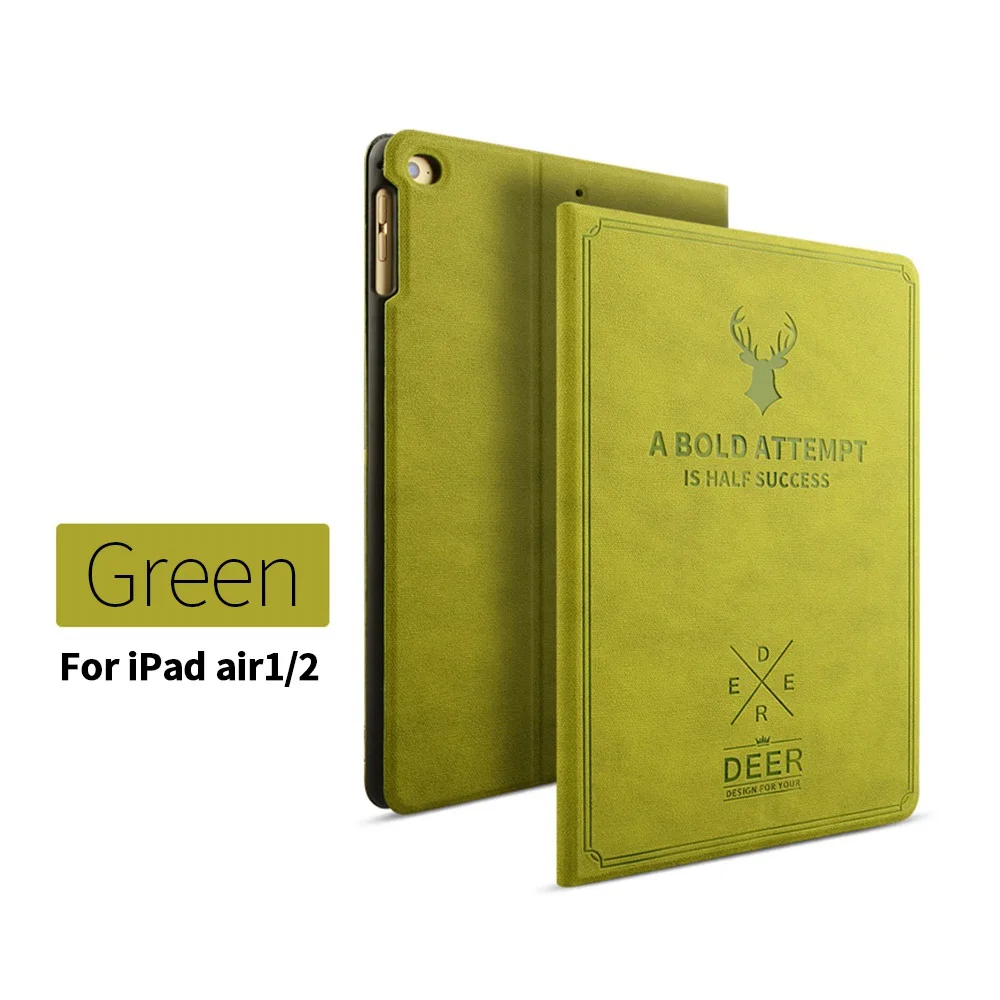 Caseier подставки в стиле ретро защитный чехол для IPad Air 1 2 чехол Роскошный PU Funda для Ipad Mini 1 2 3 Smart Sleep Coque Carcasa чехлы - Цвет: Green