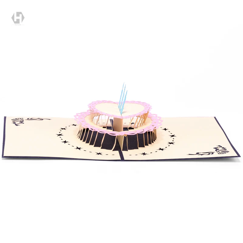 Сердце Луна счастливый день рождения карточки с кексами лазерной 3D резки бумаги