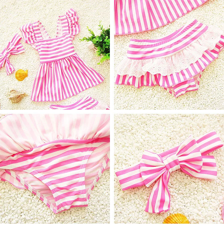 От 2 до 9 лет милые купальники бикини для девочек комплект детской одежды