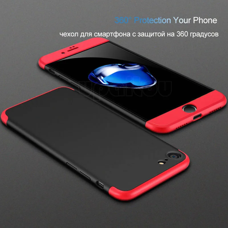 UPaitou 360 Degree Full Cover Red Cases For iPhone 8 7 4.7&quotinch Case Luxury 3 in 1 Hard PC Coque |