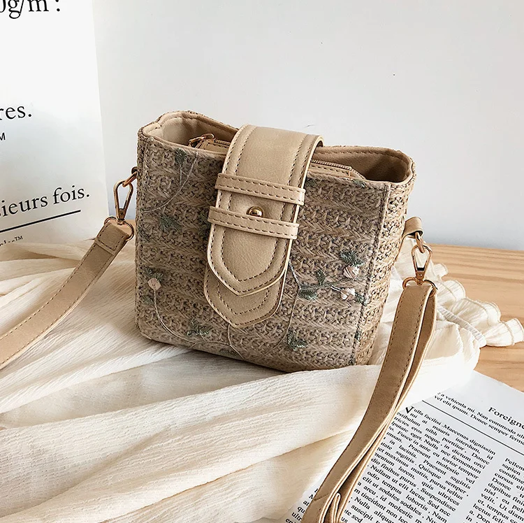 Пляжная Соломенная Сумка ведро для женщин лето 2019 новая модная сумка через плечо