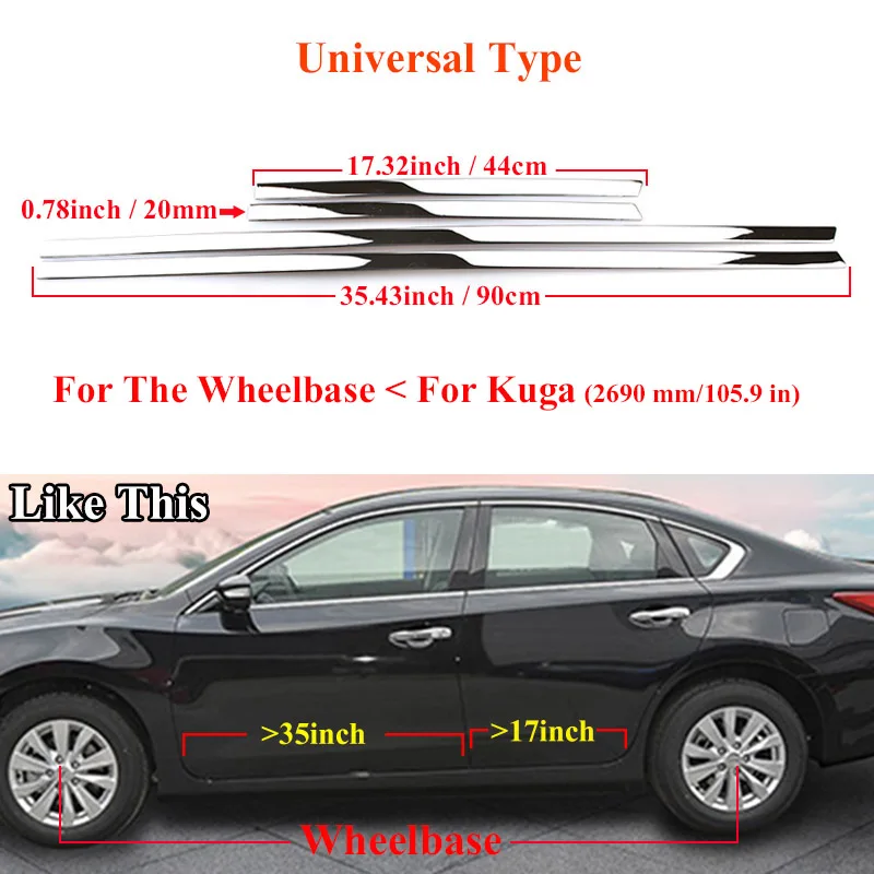 Universal Type AX хромированная боковая формовочная универсальная дверная Накладка для отделки ободка рамка полоса декоративная формовочная рамка аксессуары - Название цвета: Universal Type