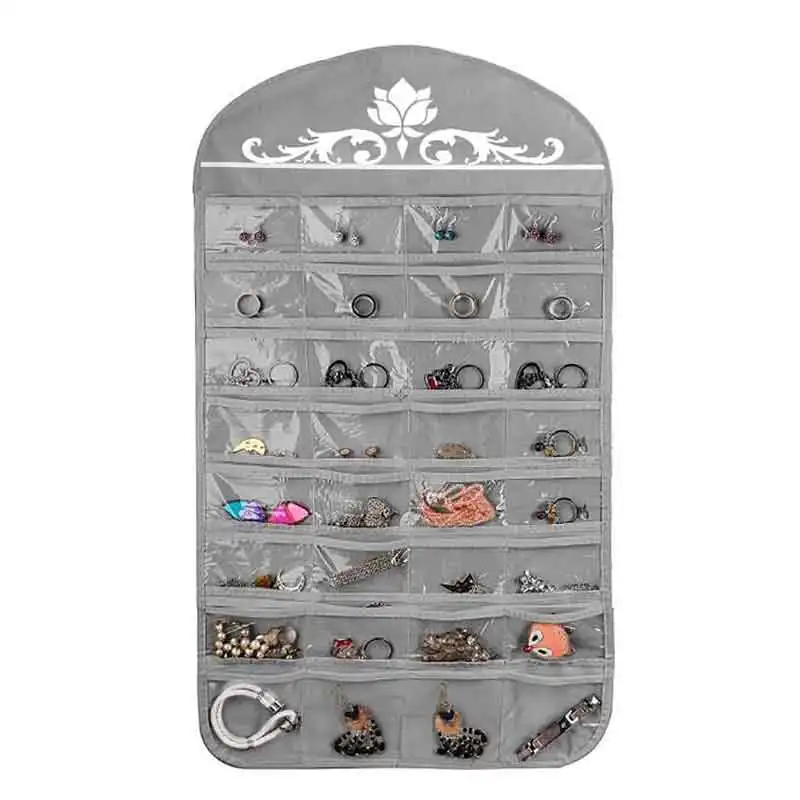Hot Fashion 80 Compartments Hanging Storage Bags Jewelry Earring Necklace Brooch Bag Closet Display Visible Non-woven Fabrics | Дом и сад