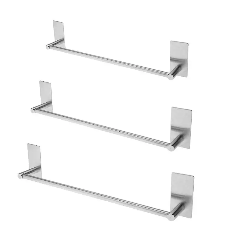 1PCS Stainless Steel Wall-Mounted Bathroom Towel Shelf Holder Adhesive Force Bathroom Shelf Pendant Toilet Roll Paper Hanging