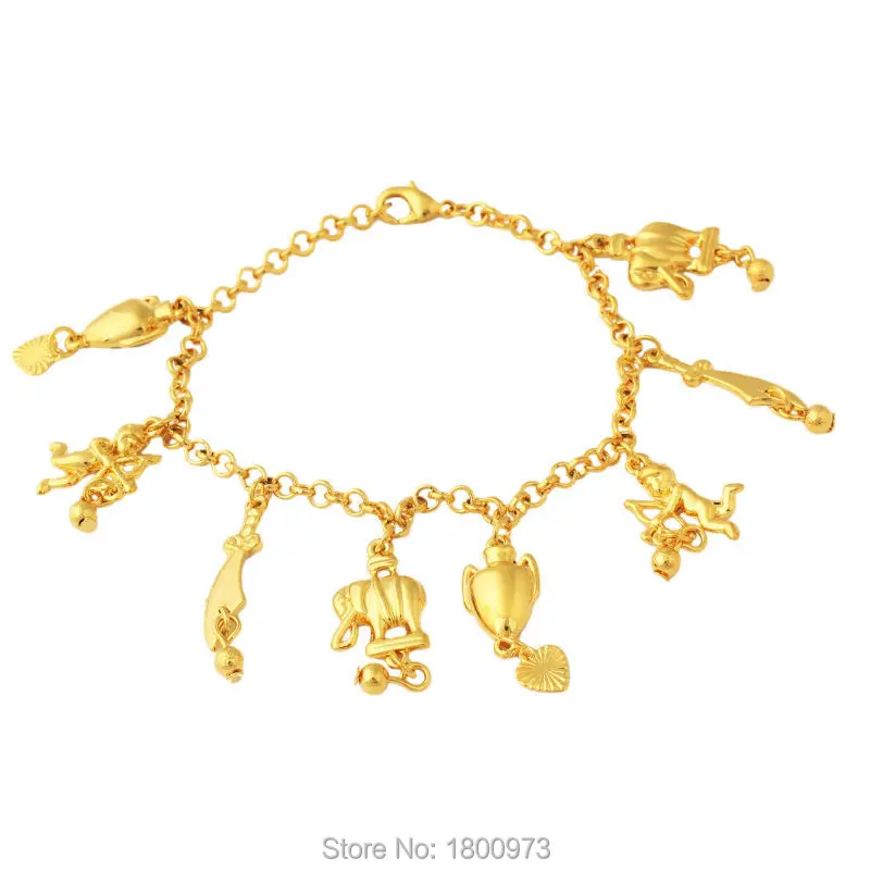 Adixyn Новый трендовый браслет золотого цвета в виде чашки со слоном модный с