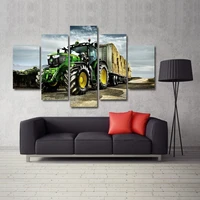5 piece green big tractor canvas picture painting modern home decor landscape poster and prints wall art picture for living room