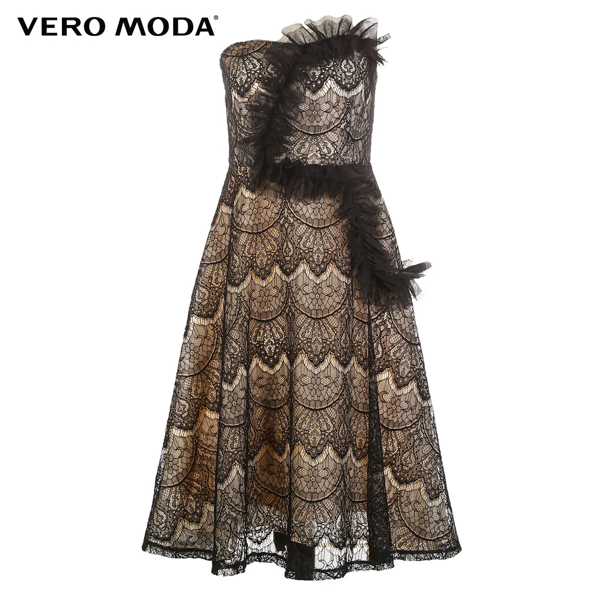 Vero Moda Новое Женское кружевное платье без бретелек с оборками на груди | 31847A507