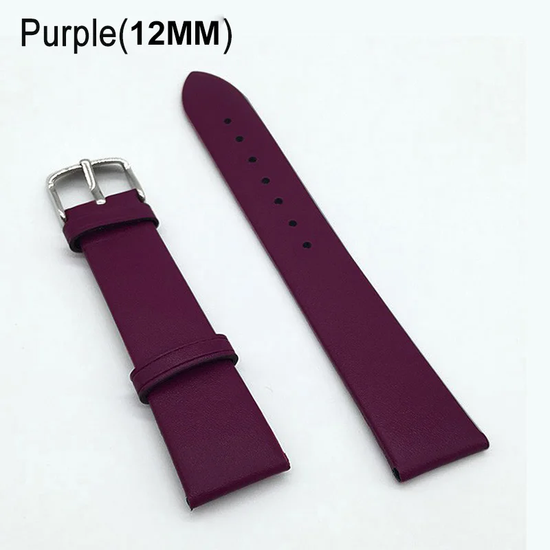Фиолетовый 12/14/16/18/20/22mm Watch Band Strap Cow Leather Replacement Watchband for Men Women NGD88 - Цвет ремешка: Фиолетовый