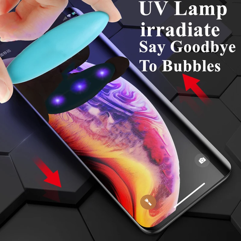 Жидкое ультрафиолет закаленное стекло для iPhone XS MAX XR X 6 6S 7 8 Plus полное покрытие Protctor чехол для экрана полное покрытие для iPhone X 7 8