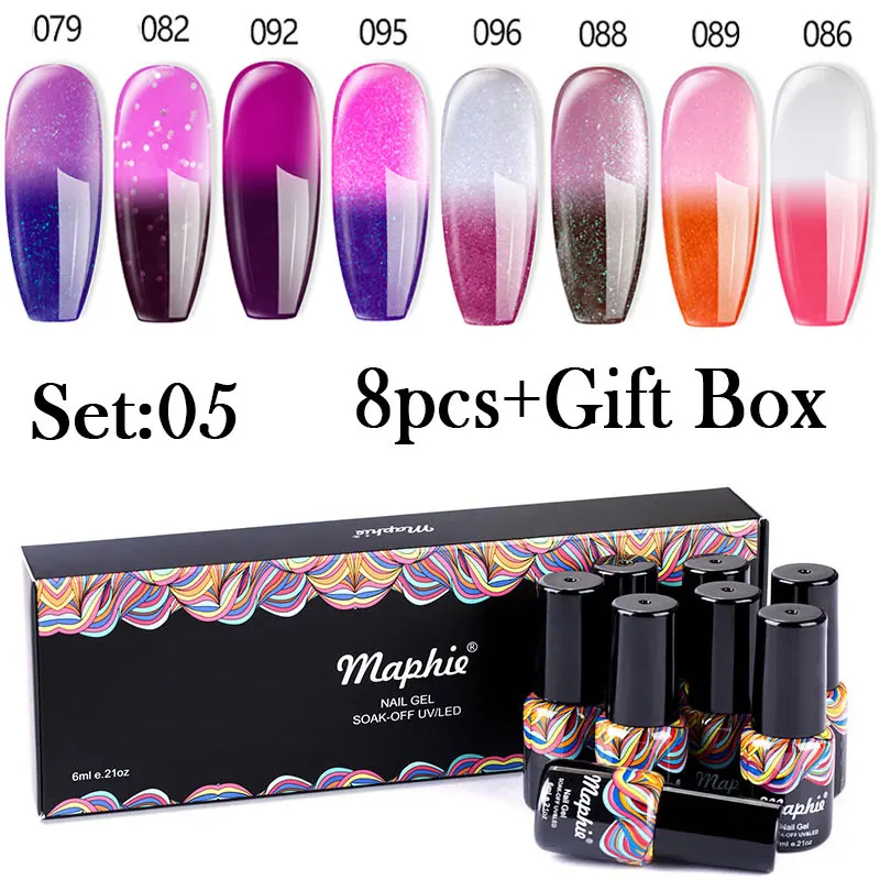 set 05 Maphie 8 шт./лот волшебный гель кошачий глаз набор с подарочной коробкой Блеск УФ лак для ногтей изменение температуры Цвет гель комплект - Цвет: set 05