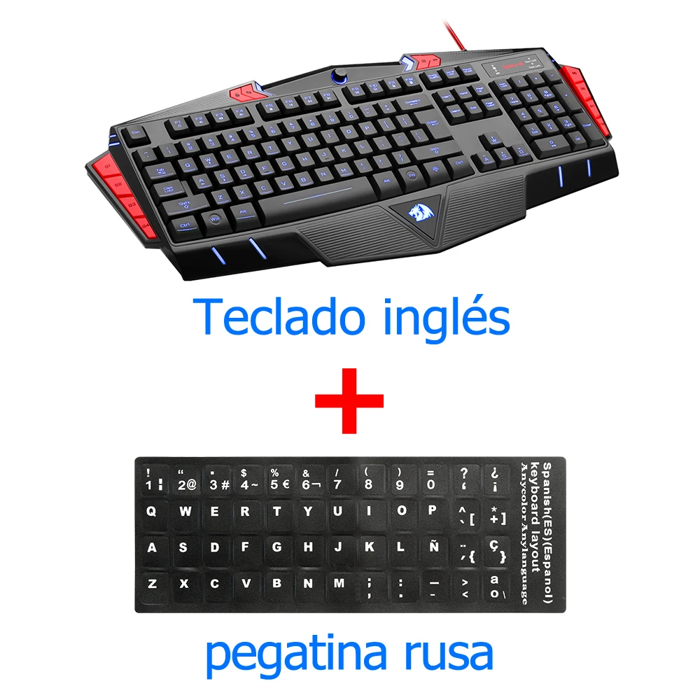 K501 ES Redragon K501 USB игровая Мембранная Клавиатура эргономичный 7 цветов светодиодный подсветка клавиш полный ключ анти-ореолы 104 проводной компьютер PC gamer - Цвет: K501 ES