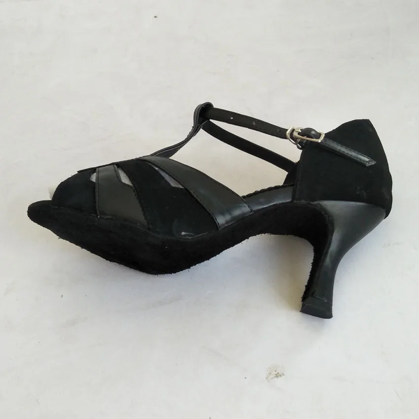 Елисей танцевальная обувь 7 5 см клеш Для женщин черного цвета с открытым носом