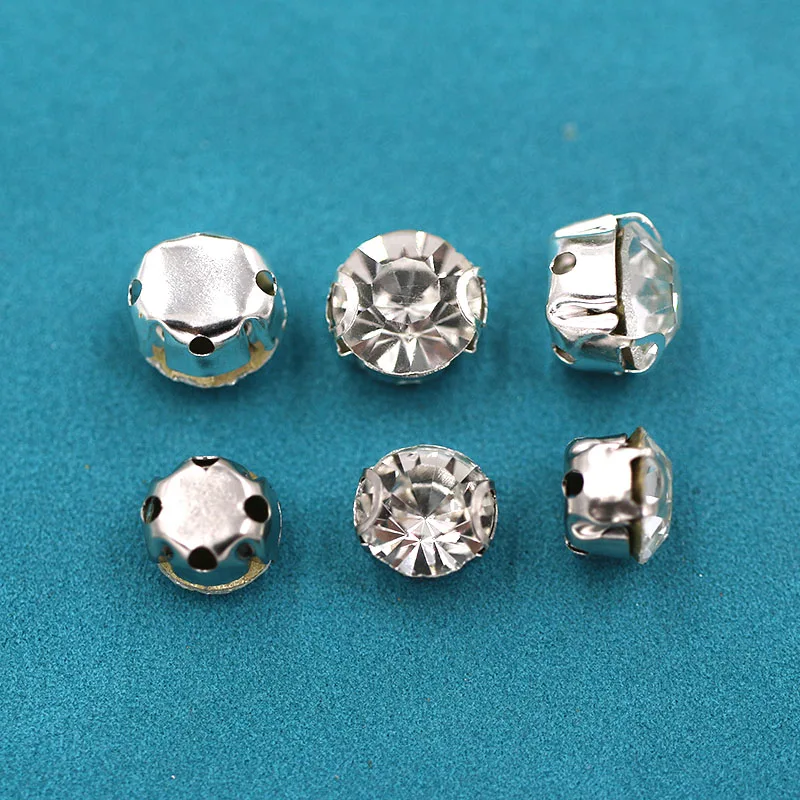 NEW 3mm/4mm/5mm/6mm/7mm/8mm round Silver base sew on rhinestones glass crystal 2D claw diy clothing accessories | Дом и сад