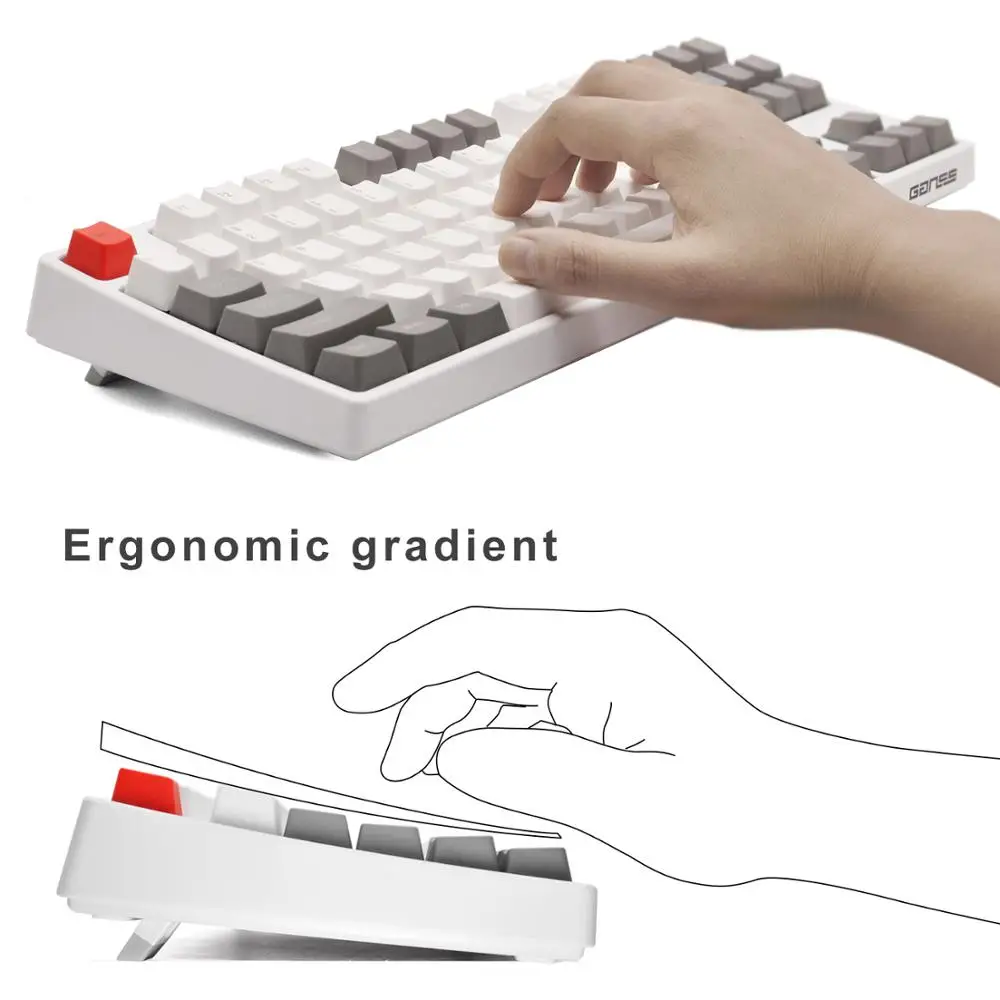 GANSS Tenkeyless механическая клавиатура PBT Keycap 87 Key Cherry MX Blue Switch TKL игровая без подсветки