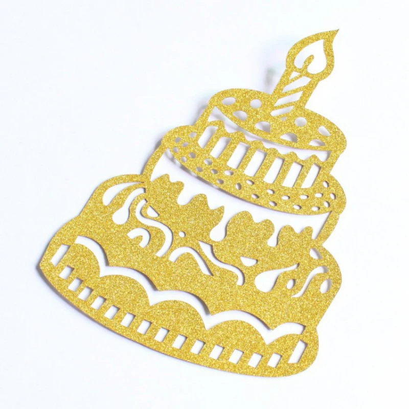 Золотые и серебряные блестки &quotс днем рождения с тортом&quot баннеры подвесные