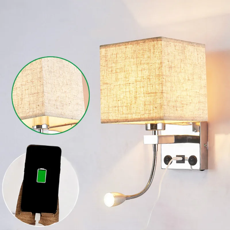 Простой Современный Креативный светодиодный настенный светильник с USB наклейка