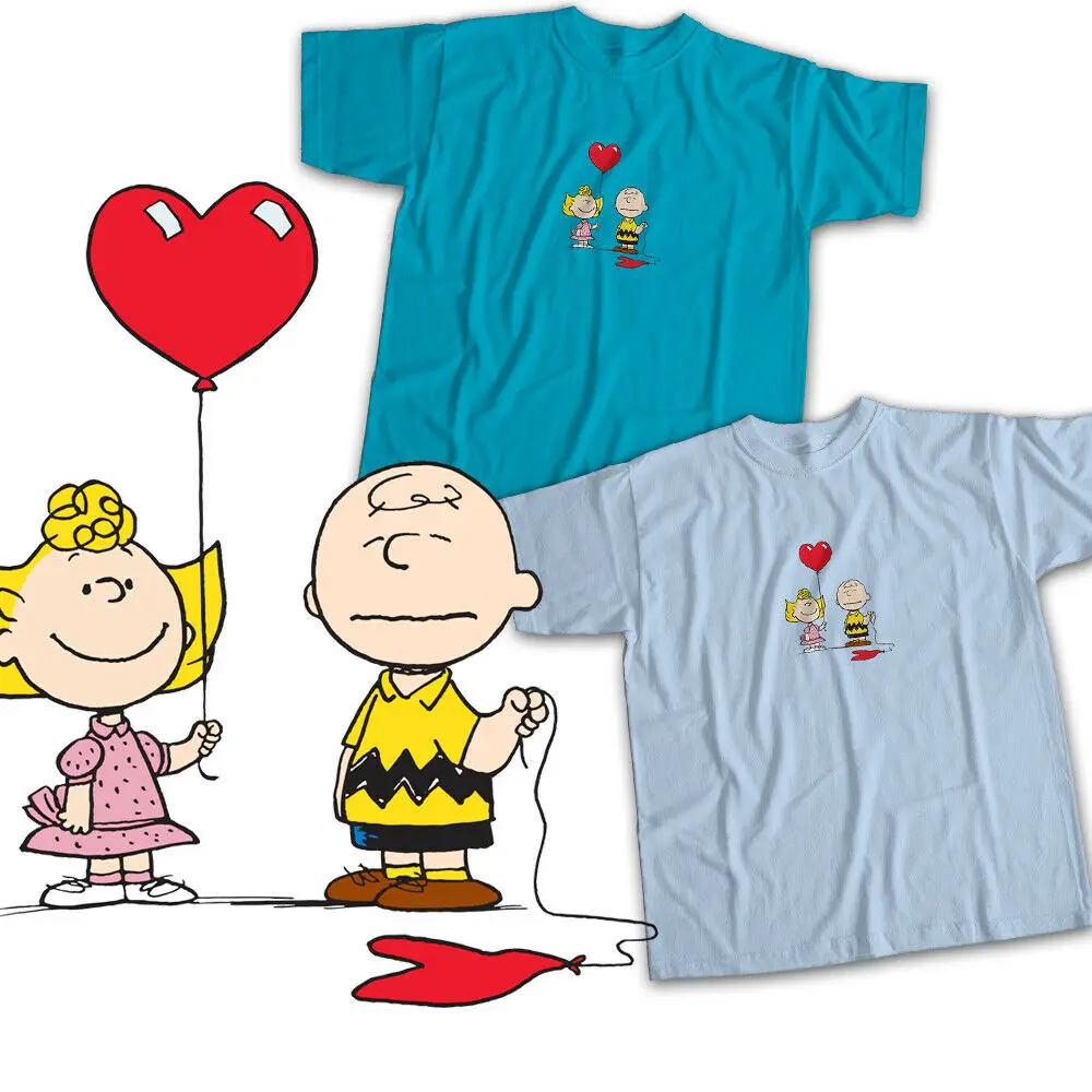 Футболка унисекс с забавными арахисами и надписью Charlie Brown Sally Heart Balloons Love|Мужские