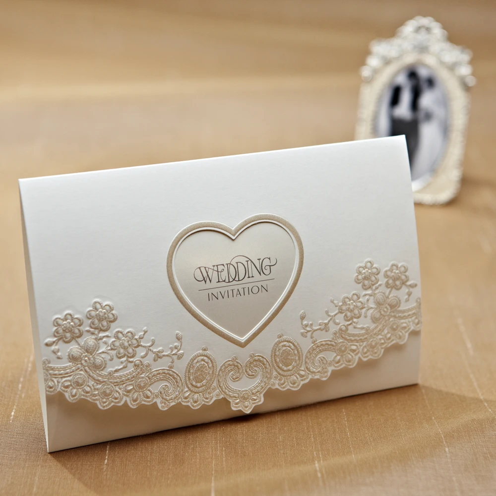 Hot Western-style Love Heart And Flower Wedding Invitation Card Printable &amp Customizable 100pcs/lot | Дом и сад