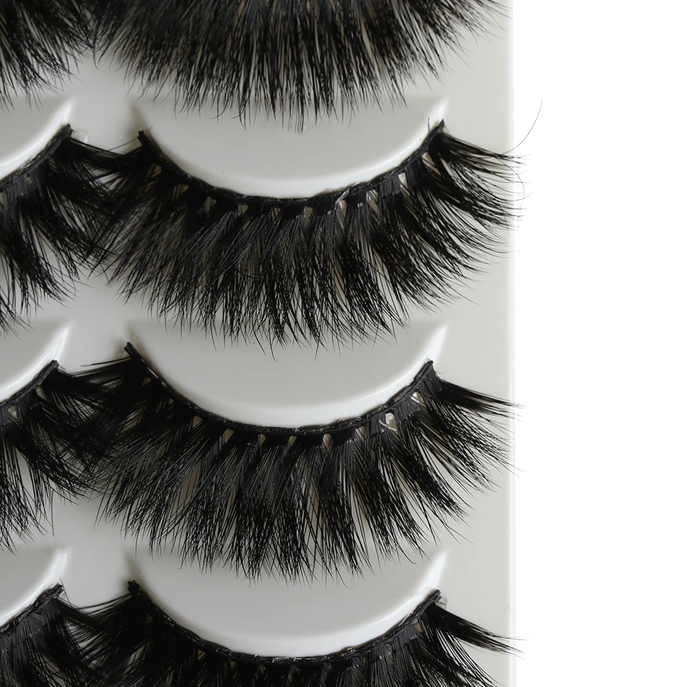 5 Pairs 3D Mink Hair False Eyelashes Thick Natural Cross Long Lashes Fluffy Fake Eye Extension Beauty Makeup Tools | Красота и