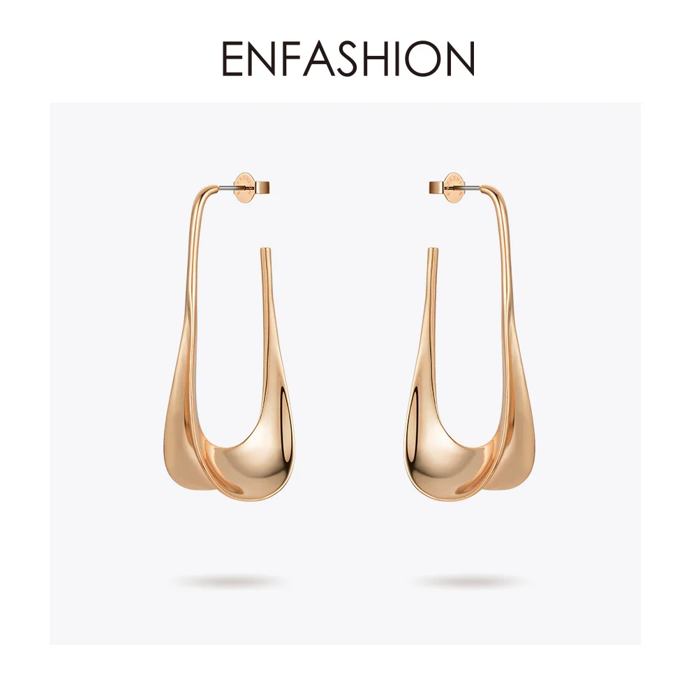 ENFASHION, металлические висячие серьги в виде лепестков для женщин, золотой цвет, массивные длинные висячие серьги в виде листьев, модные ювелирные изделия Oorbellen E1050 - Окраска металла: Rose gold